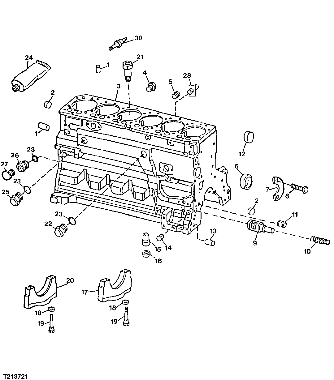 Схема запчастей John Deere 90ELC - 34 - Cylinder Block And Main Bearing Caps 0404 Cylinder Block 6068TDW07, 6068TDW56 6068TDW07, 6068TDW56