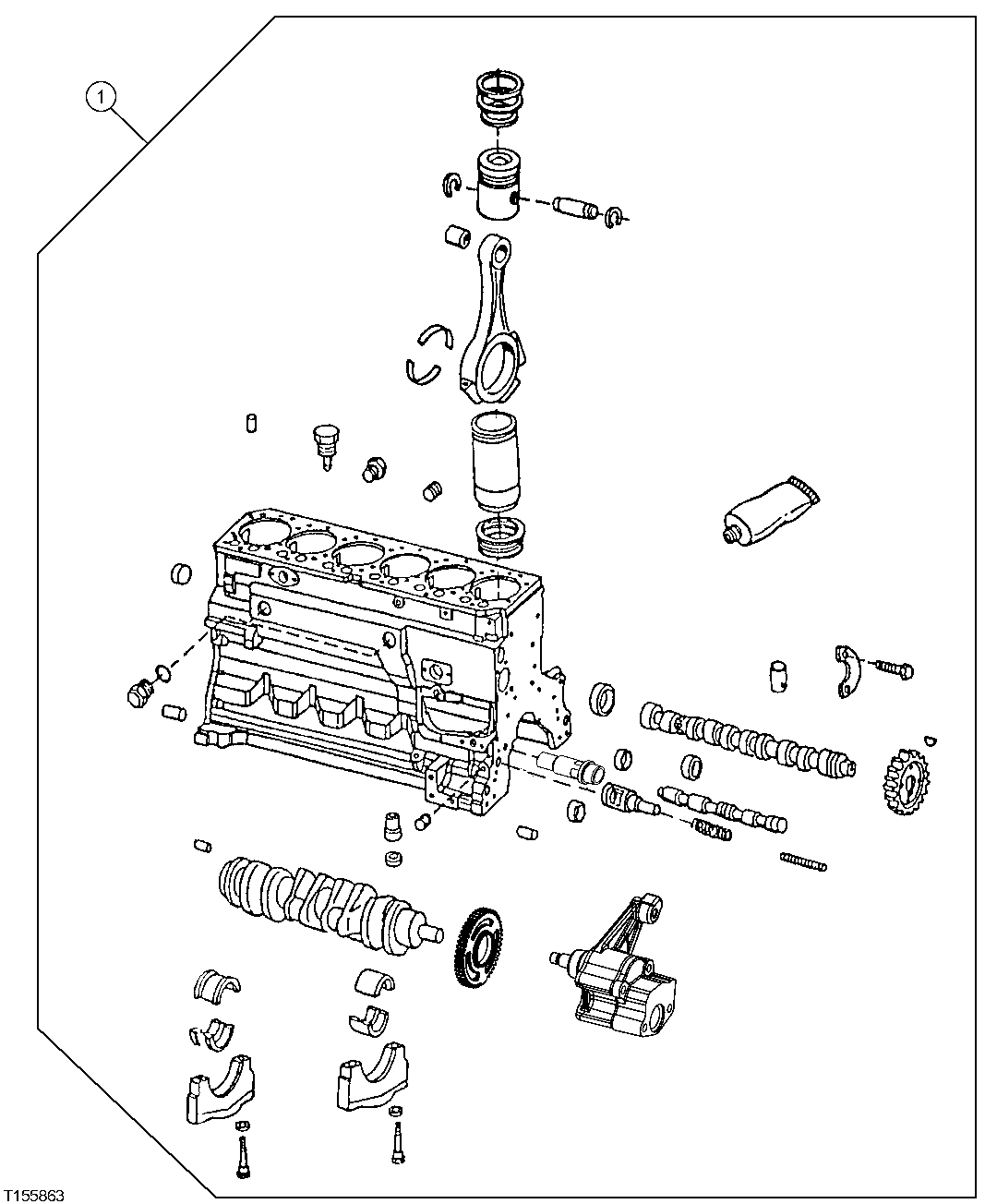 Схема запчастей John Deere 90ELC - 36 - Engine Short Block (704569 - ) 0404 Cylinder Block 6068TDW07, 6068TDW56 6068TDW07, 6068TDW56