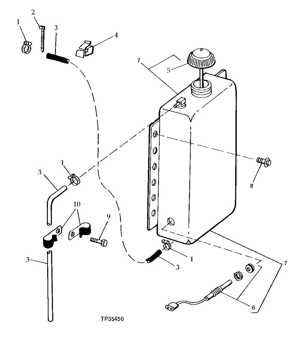 Схема запчастей John Deere 90ELC - 108 - ENGINE COOLANT RECOVERY SYSTEM (551586 - ) 0510 COOLING SYSTEMS