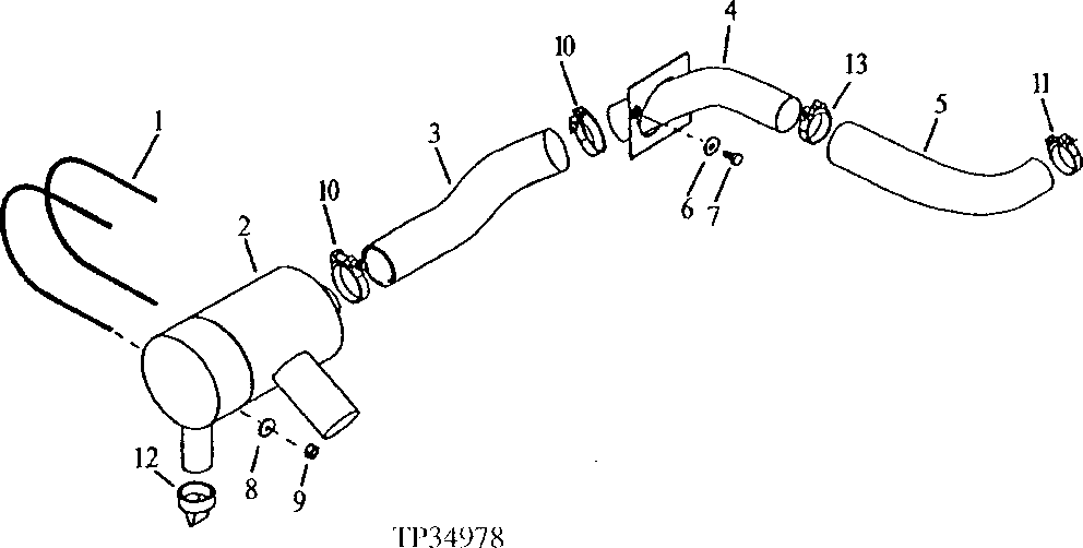 Схема запчастей John Deere 90ELC - 112 - AIR CLEANER MOUNTING BRACKETS AND HOSES 0520 Intake System