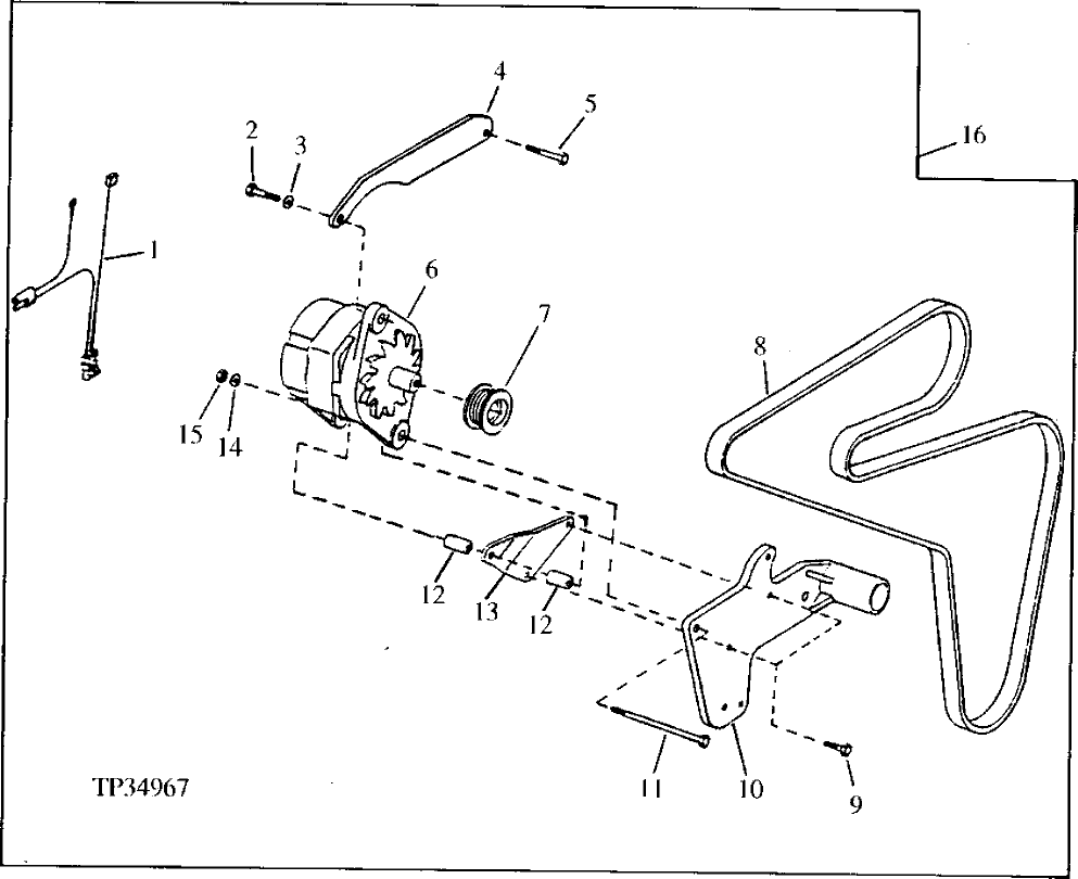 Схема запчастей John Deere 90ELC - 139 - 50 AMP ALTERNATOR AND MOUNTING 1672 ALTERNATOR, REGULATOR AND CHARGING SYSTEM WIRING