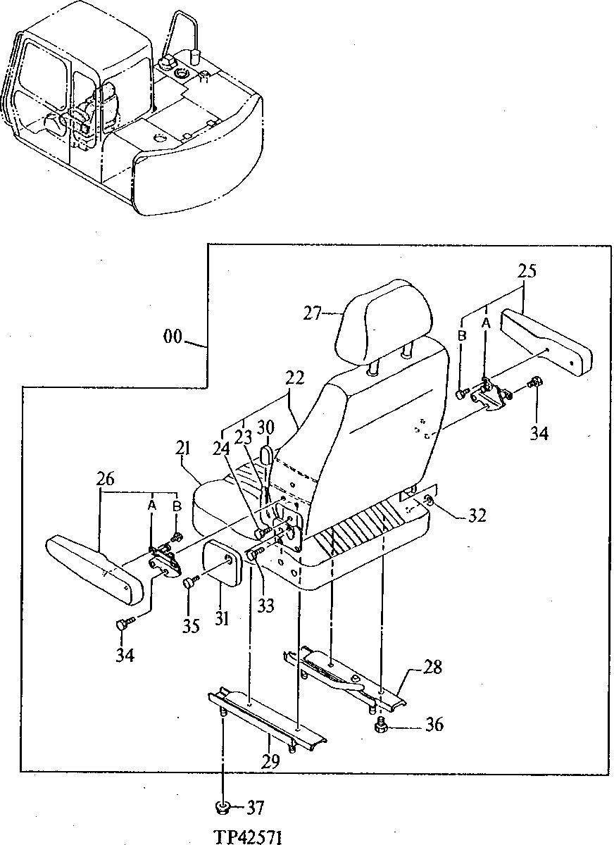 Схема запчастей John Deere 90ELC - 187 - Seat (537781 - 538404) 1821 SEAT AND SEAT BELT