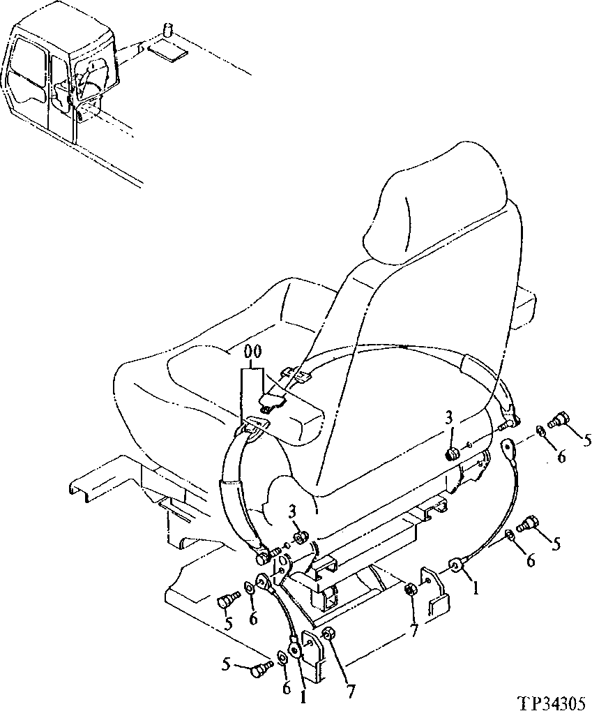 Схема запчастей John Deere 90ELC - 195 - Seat Belt 1821 SEAT AND SEAT BELT