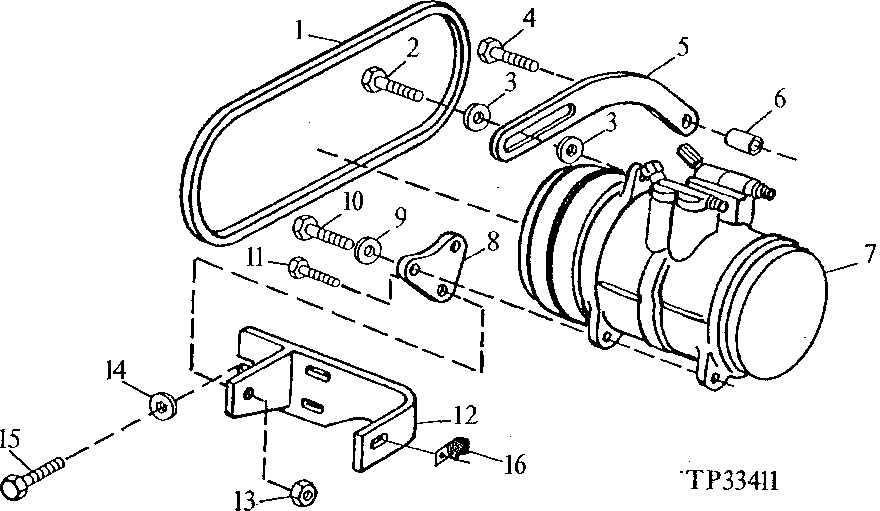 Схема запчастей John Deere 90ELC - 211 - AIR CONDITIONER COMPRESSOR AND MOUNTING BRACKETS ( - 541550) 1830 HEATING AND AIR CONDITIONING