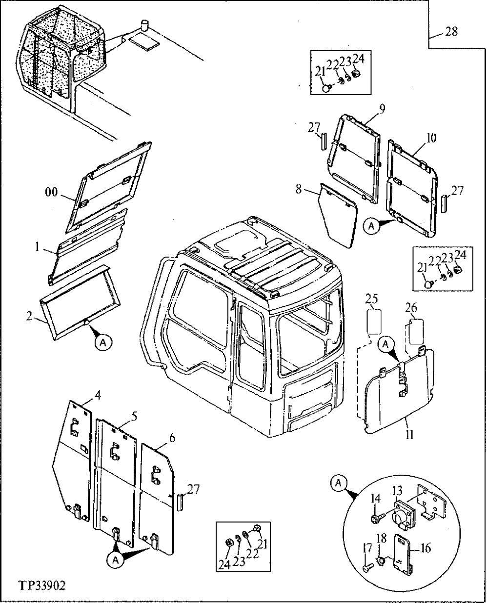 Схема запчастей John Deere 90ELC - 225 - VANDAL COVER 1910 Hood Or Engine Enclosure