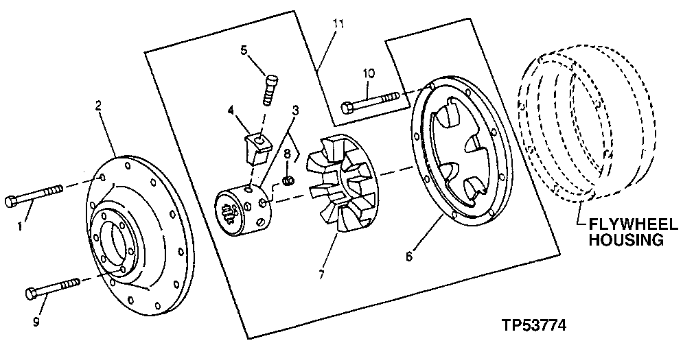 Схема запчастей John Deere 90ELC - 236 - HYDRAULIC PUMP DRIVE AND MOUNTING PLATE ( - 559602) 2160 HYDRAULIC SYSTEM