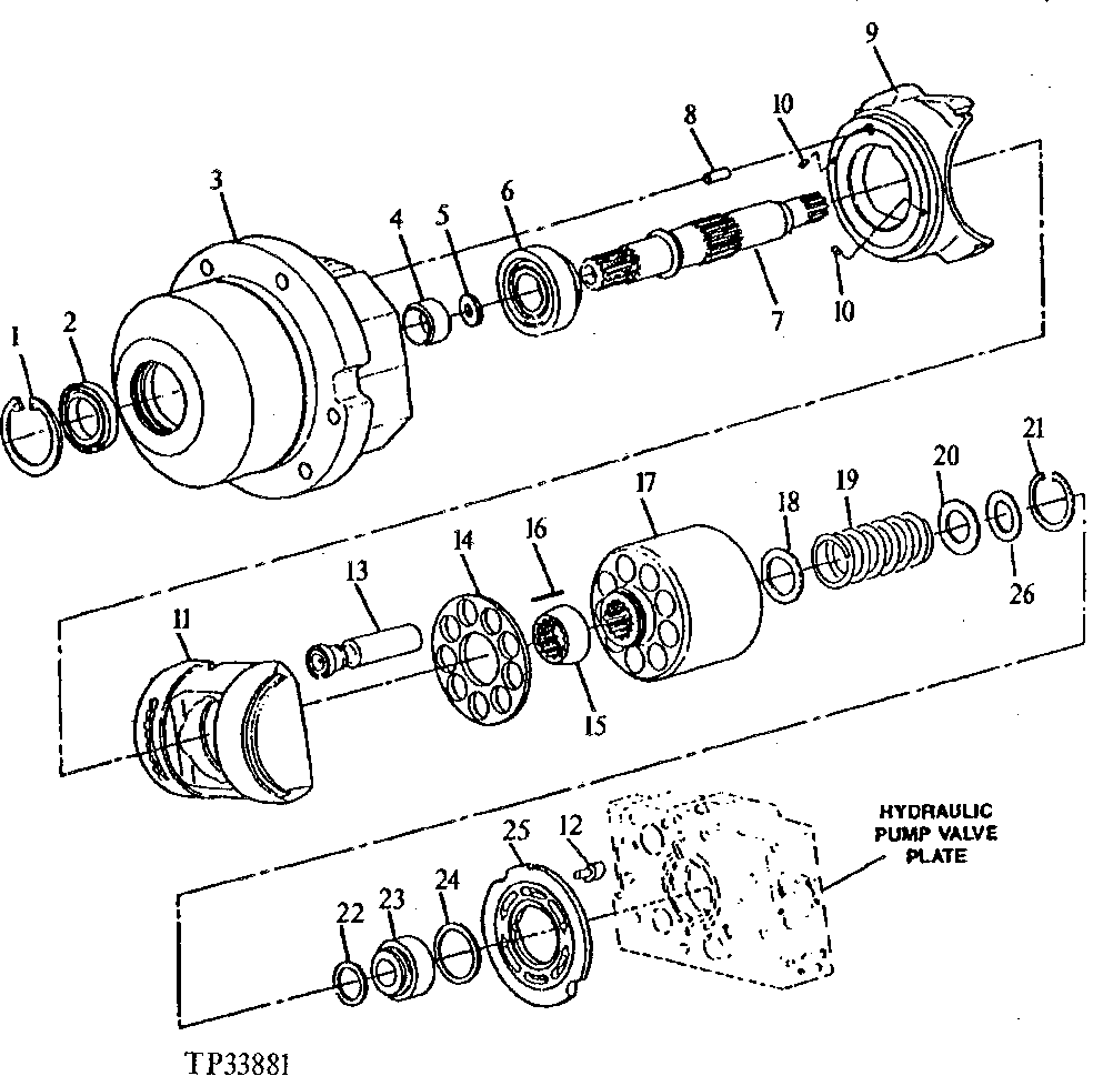 Схема запчастей John Deere 90ELC - 238 - FRONT HYDRAULIC PUMP ( - 559602) 2160 HYDRAULIC SYSTEM