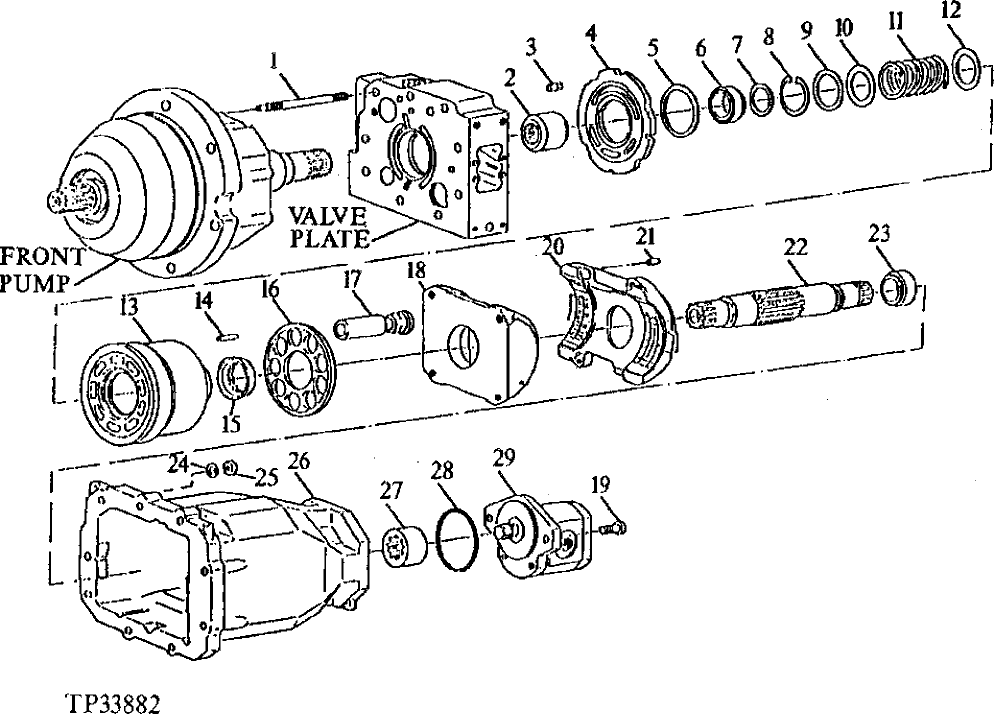 Схема запчастей John Deere 90ELC - 241 - REAR HYDRAULIC PUMP ( - 559602) 2160 HYDRAULIC SYSTEM