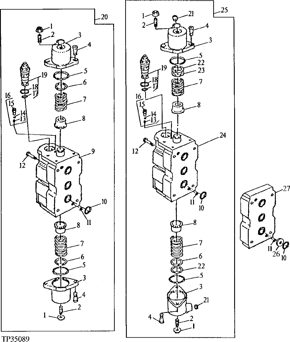 Схема запчастей John Deere 90ELC - 251 - Main Hydraulic Control Valve ( - 556935) 2160 HYDRAULIC SYSTEM