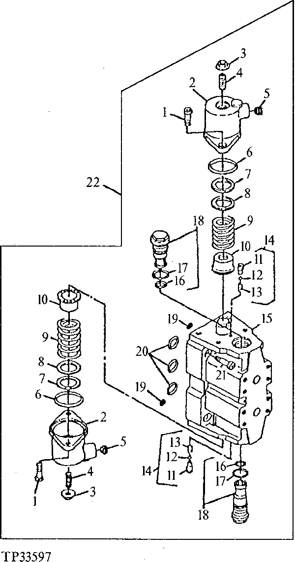 Схема запчастей John Deere 90ELC - 253 - Main Hydraulic Control Valve ( - 556935) 2160 HYDRAULIC SYSTEM