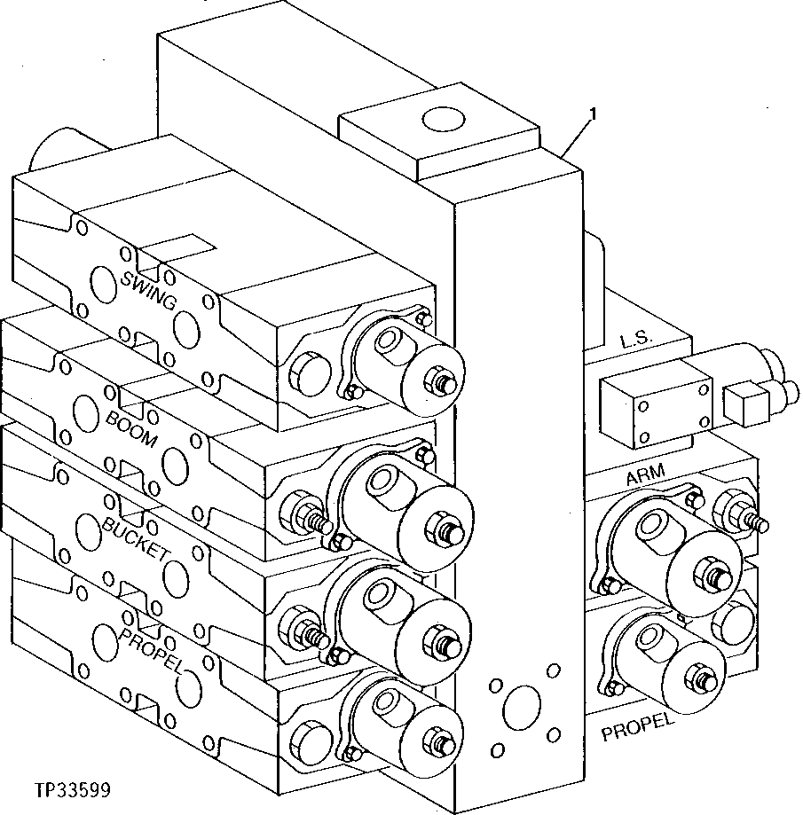 Схема запчастей John Deere 90ELC - 256 - MAIN HYDRAULIC CONTROL VALVE ASSEMBLY 2160 HYDRAULIC SYSTEM