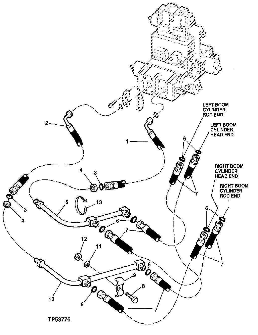 Схема запчастей John Deere 90ELC - 273 - BOOM CYLINDER TO CONTROL VALVE LINES (556936 - ) 2160 HYDRAULIC SYSTEM