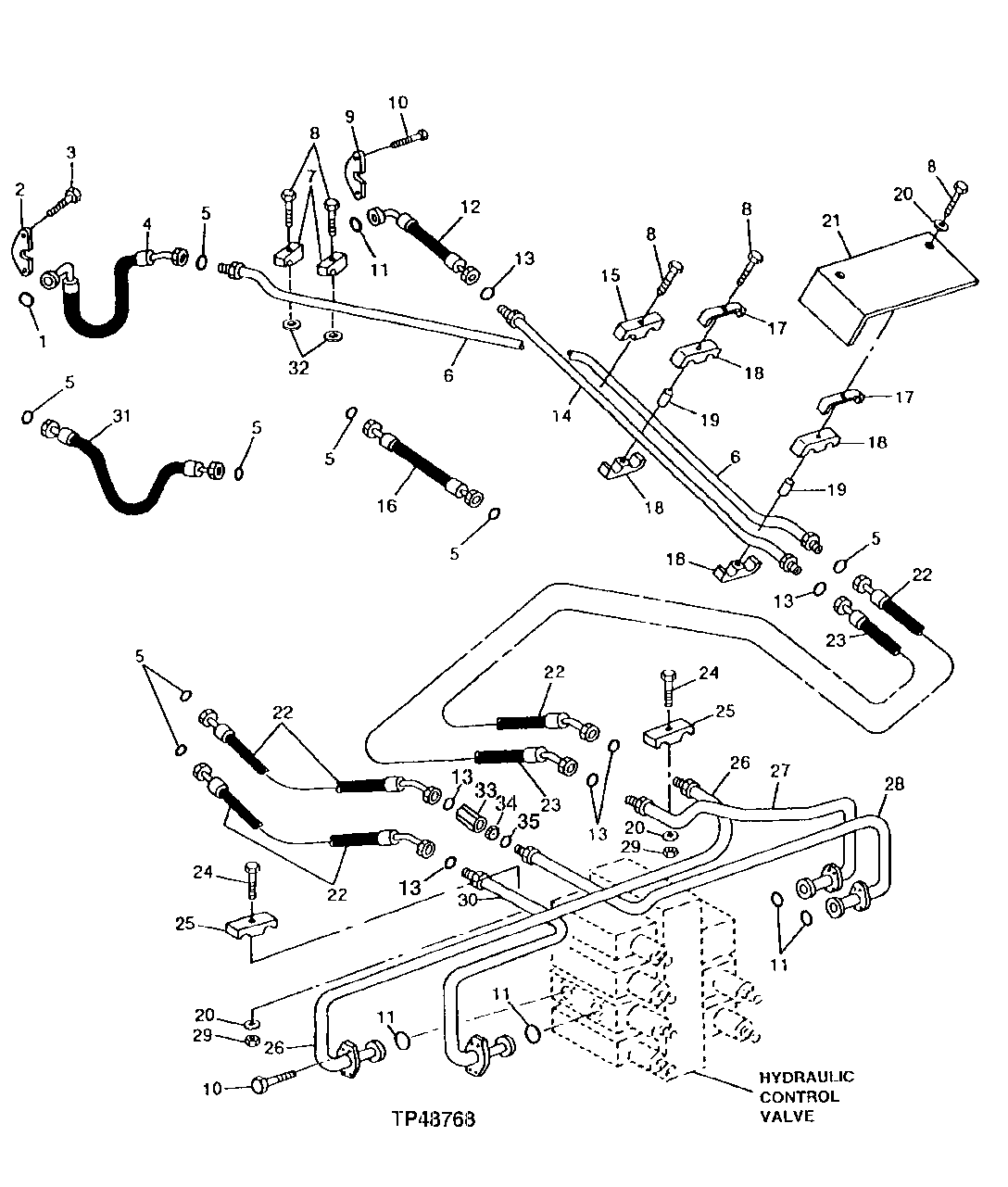 Схема запчастей John Deere 90ELC - 274 - ARM AND BUCKET CYLINDER HYRAULIC LINES ( - 556935) 2160 HYDRAULIC SYSTEM