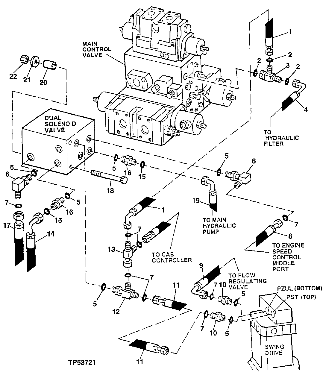 Схема запчастей John Deere 90ELC - 296 - DUAL SOLENOID VALVE HYDRAULICS (556936 - ) 2160 HYDRAULIC SYSTEM