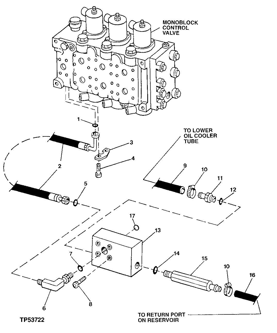 Схема запчастей John Deere 90ELC - 297 - RETURN MANIFOLD HYDRAULICS (556936 - ) 2160 HYDRAULIC SYSTEM