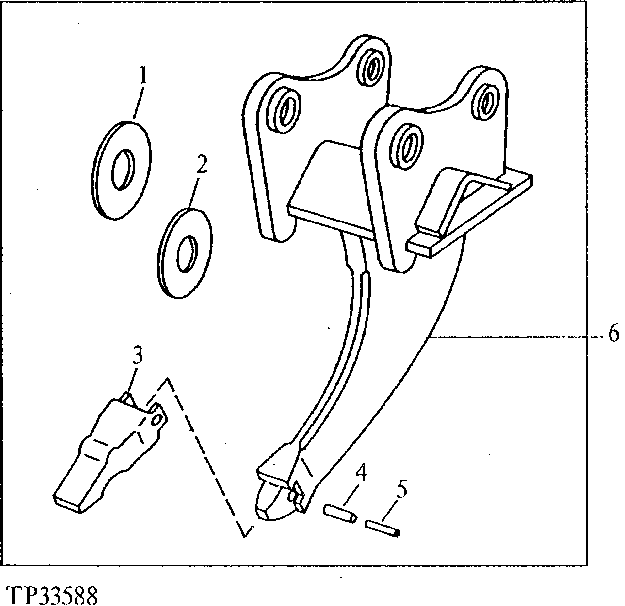 Схема запчастей John Deere 90ELC - 303 - Ripper 3302 Bucket With Teeth