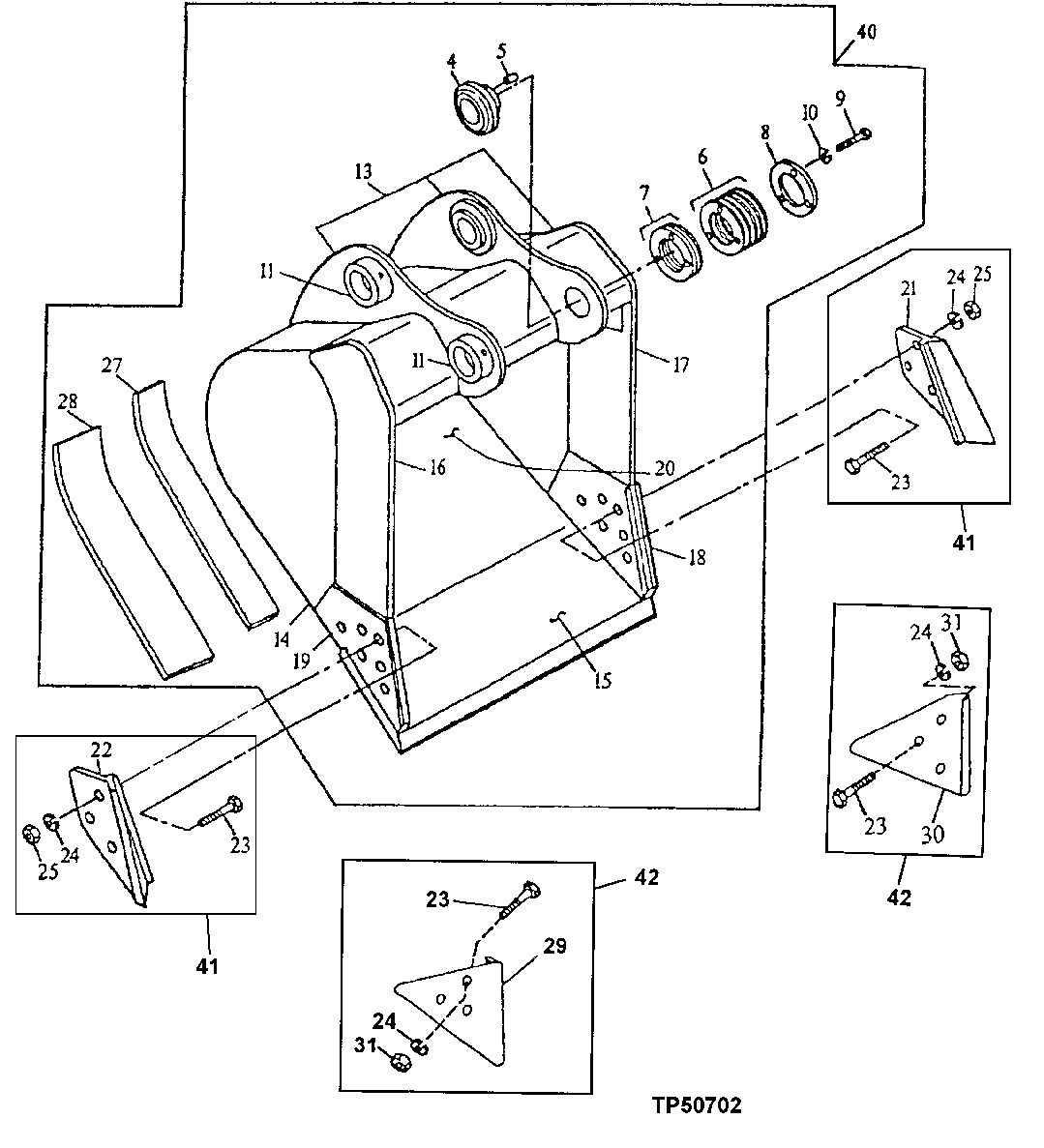 Схема запчастей John Deere 90ELC - 319 - General Purpose Bucket (Also Order Bucket Tooth Assemblies) 3302 Bucket With Teeth