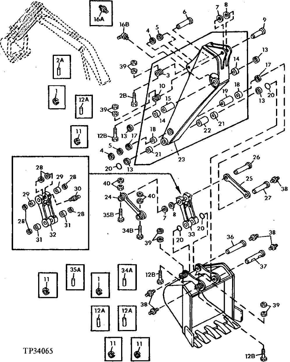 Схема запчастей John Deere 90ELC - 340 - ARM AND BUCKET LINKAGE 3340 Frames