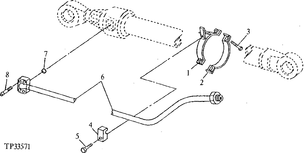 Схема запчастей John Deere 90ELC - 346 - ARM CYLINDER TUBES AND CLAMPS 3360 HYDRAULIC SYSTEM