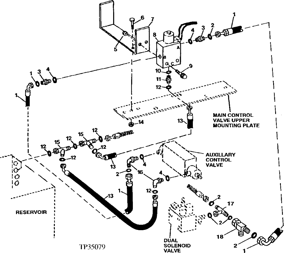 Схема запчастей John Deere 90ELC - 375 - AUXILIARY CONTROL AND SOLENOID VALVES, LINES AND FITTINGS ( - 556935) 3360 HYDRAULIC SYSTEM