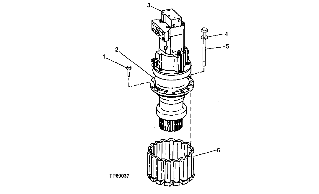 Схема запчастей John Deere 90ELC - 393 - SWING DRIVE, SPACER AND CUSHION VALVE 4360 HYDRAULIC SYSTEM