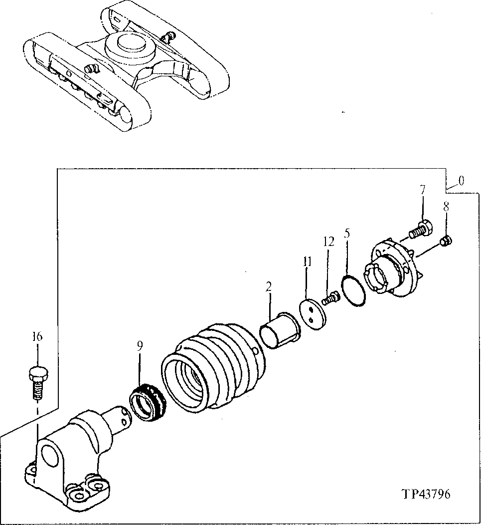 Схема запчастей John Deere 90E - 3 - Upper Roller 0130 TRACK SYSTEM