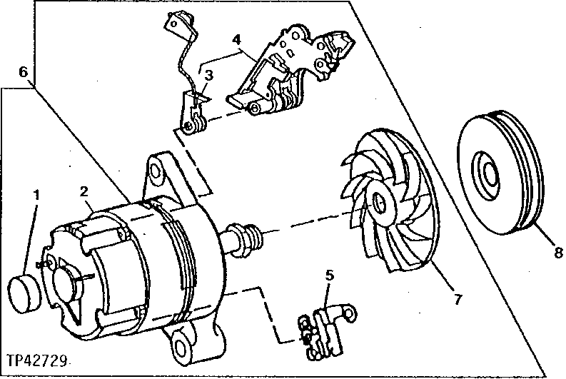 Схема запчастей John Deere 90E - 72 - Alternator And Pulley (24 Volt / 40 Amp) (Engine SN -433733) 1672 ALTERNATOR,REGULATOR AND CHARGING SYSTEM WIRING