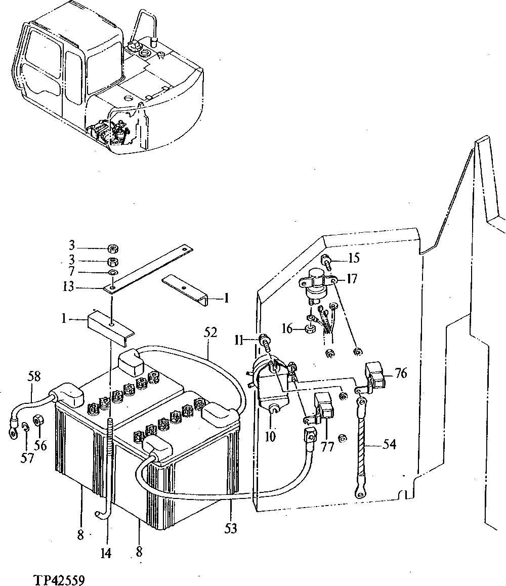 Схема запчастей John Deere 90E - 79 - ELECTRIC PARTS 1674 Wiring Harness And Switches