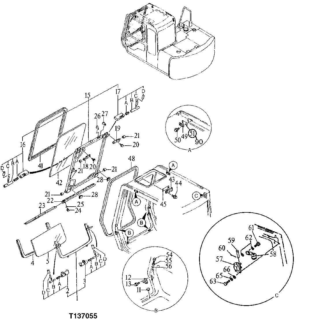 Схема запчастей John Deere 90E - 94 - Cab 1810 Operator Enclosure