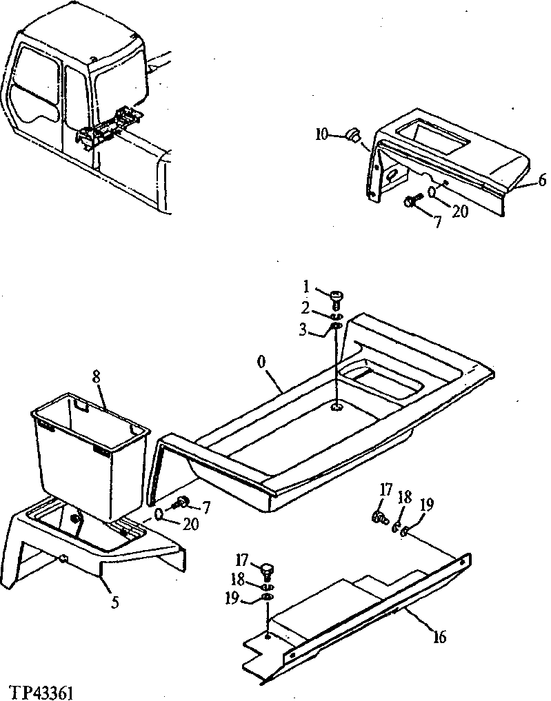 Схема запчастей John Deere 90E - 104 - Cab Rear Cover 1810 Operator Enclosure