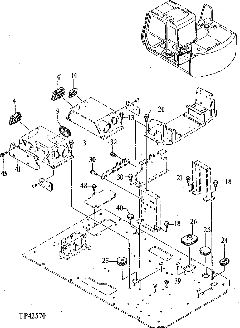 Схема запчастей John Deere 90E - 105 - Cab Floor Parts 1810 Operator Enclosure