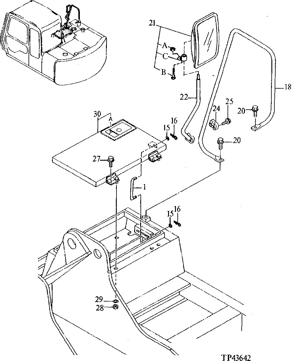 Схема запчастей John Deere 90E - 124 - Cover 1910 Hood Or Engine Enclosure