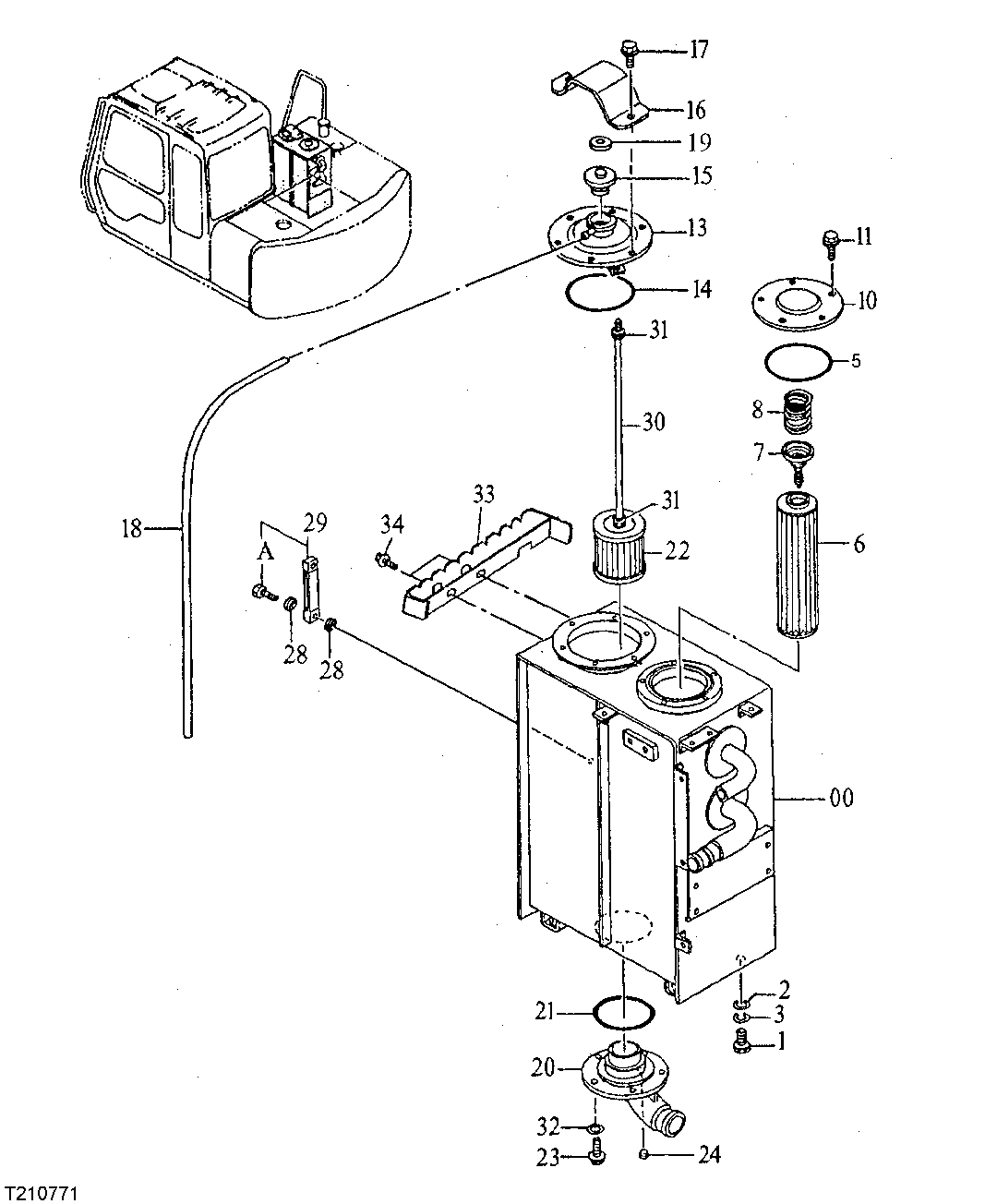 Схема запчастей John Deere 90E - 132 - OIL TANK 2160 HYDRAULIC SYSTEM