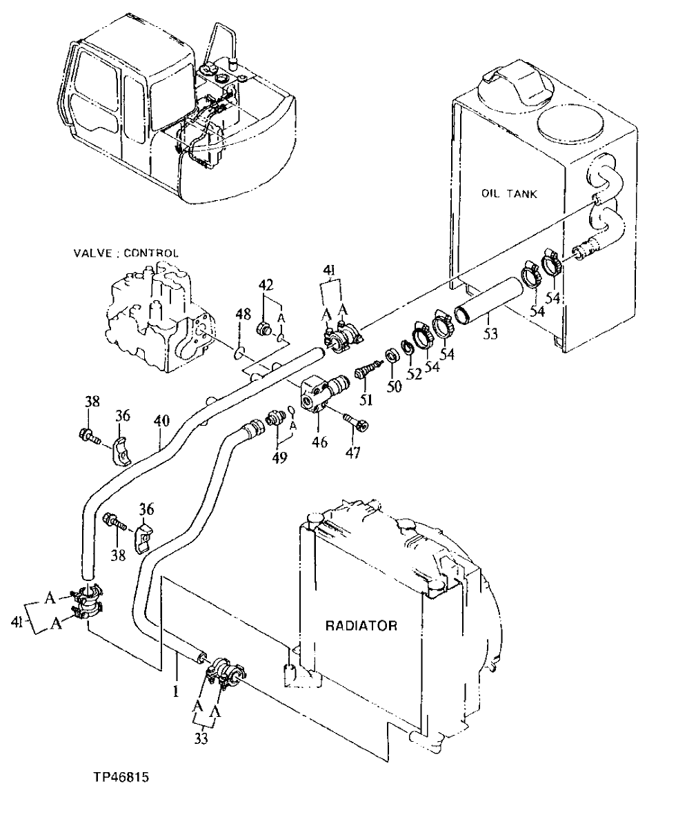 Схема запчастей John Deere 90E - 134 - OIL PIPINGS 2160 HYDRAULIC SYSTEM