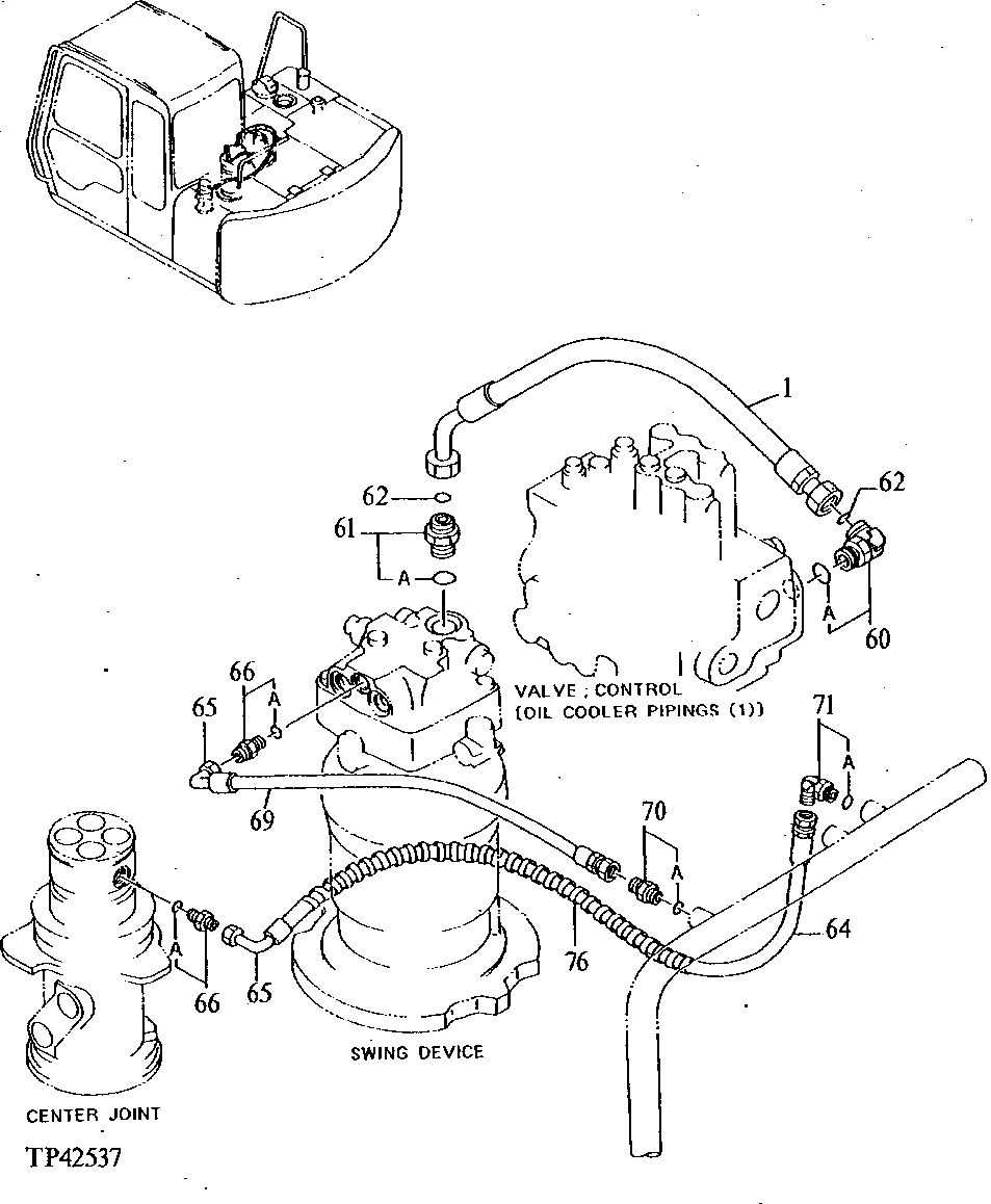 Схема запчастей John Deere 90E - 135 - OIL PIPINGS 2160 HYDRAULIC SYSTEM