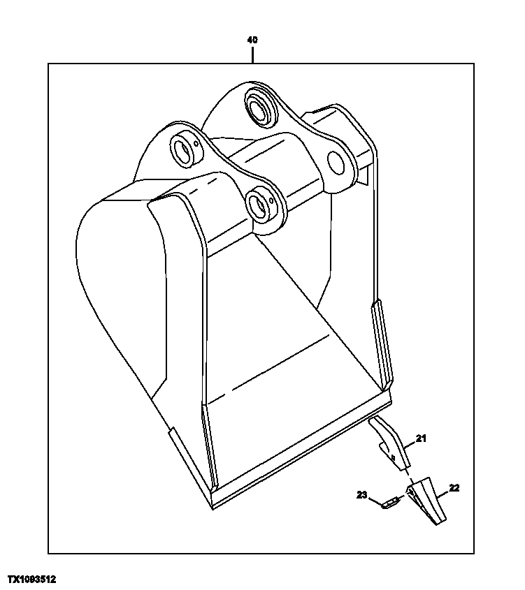 Схема запчастей John Deere 90E - 160 - Heavy Duty Bucket 3302 BUCKETS, TEETH, SHANKS AND SIDECUTTERS