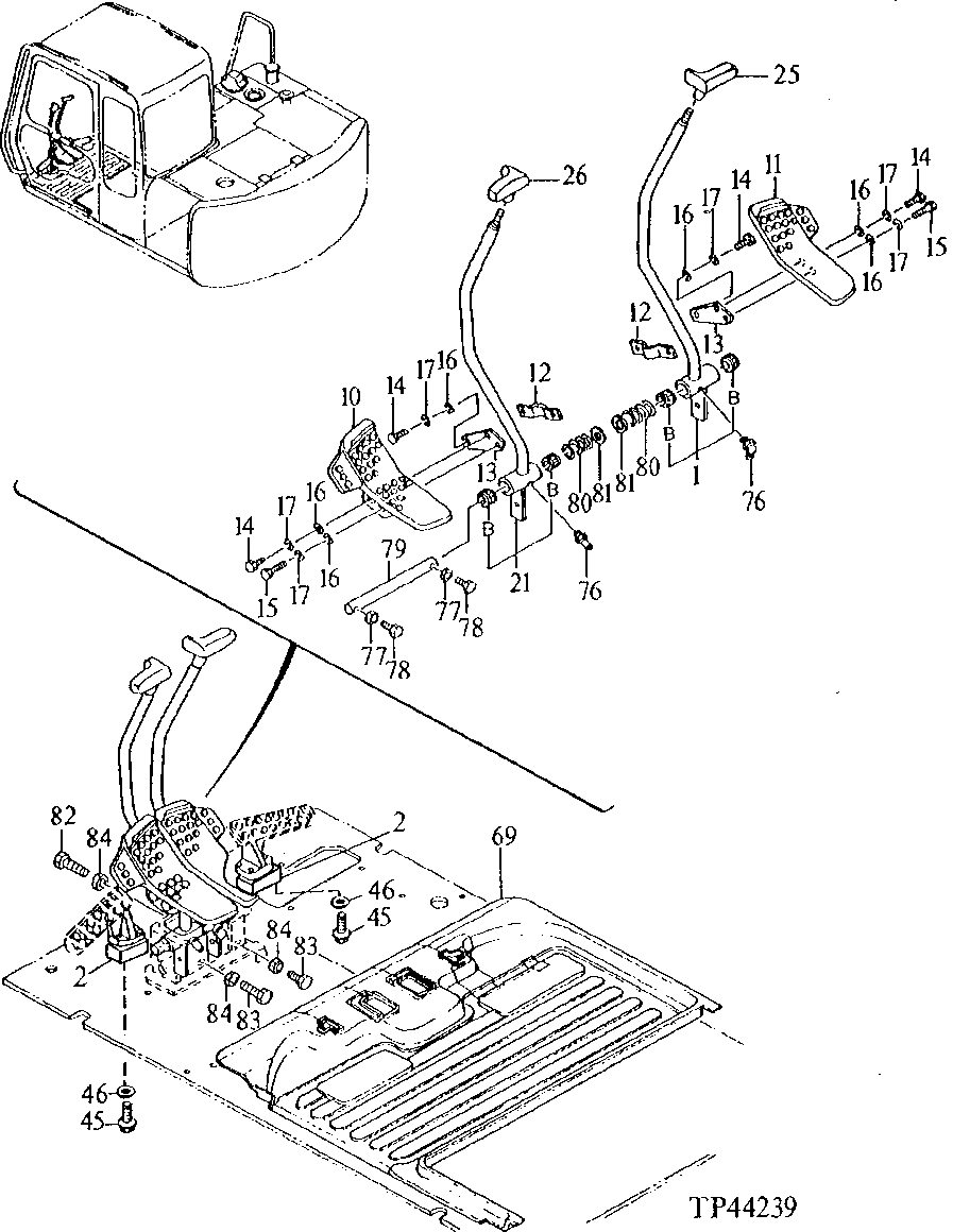 Схема запчастей John Deere 90E - 166 - Control Lever 3315 Control Linkage