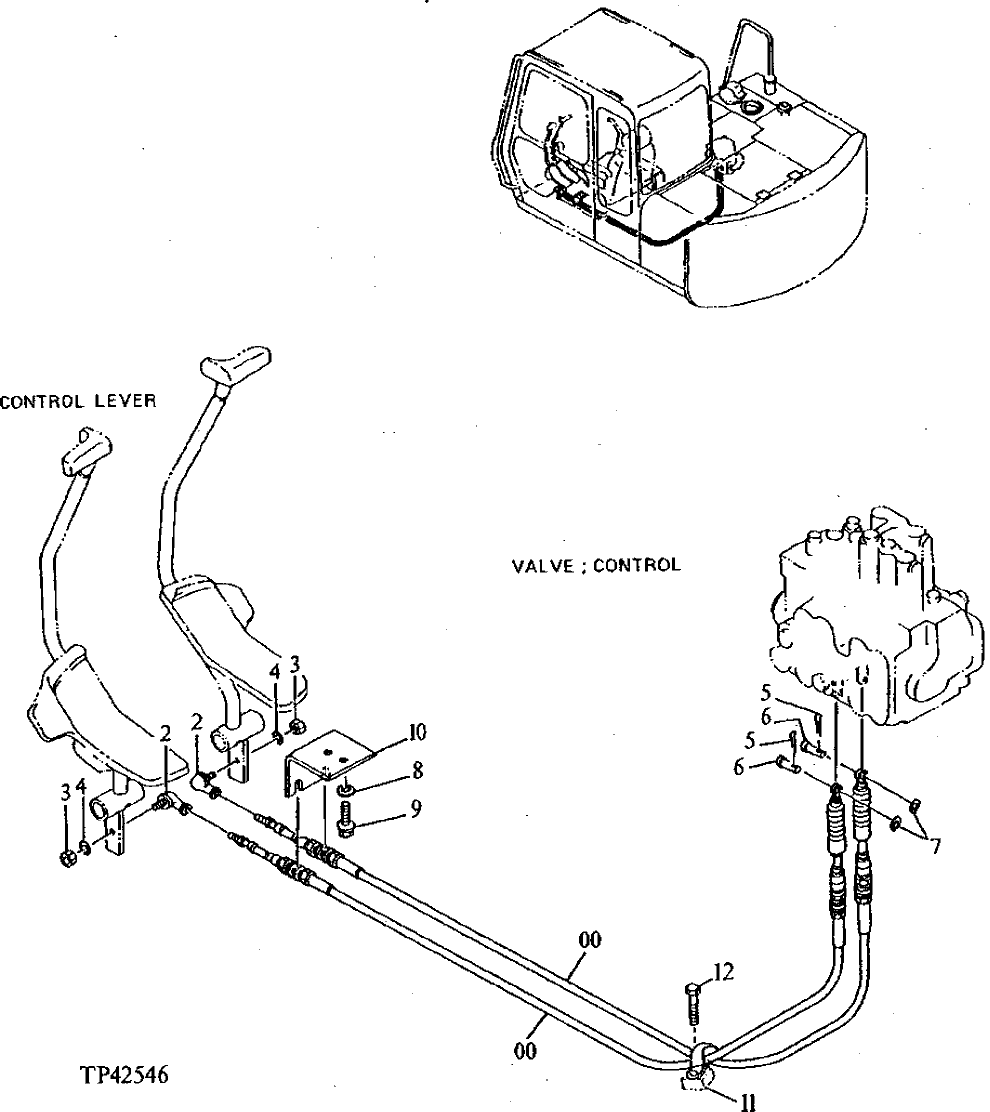 Схема запчастей John Deere 90E - 168 - CONTROL LEVER CABLE 3315 Control Linkage