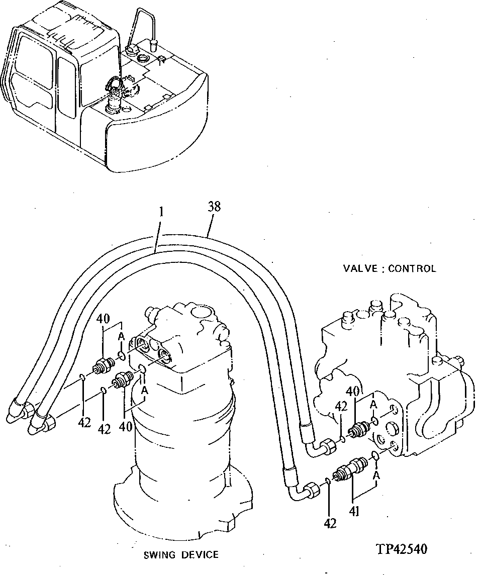 Схема запчастей John Deere 90E - 180 - Main Pipings (Swing Motor to Control Valve) 3360 HYDRAULIC SYSTEM