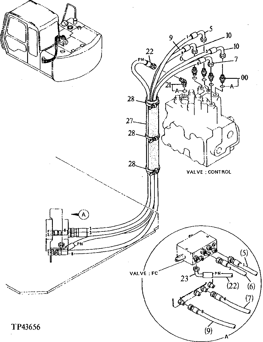 Схема запчастей John Deere 90E - 184 - PILOT PIPINGS 3360 HYDRAULIC SYSTEM