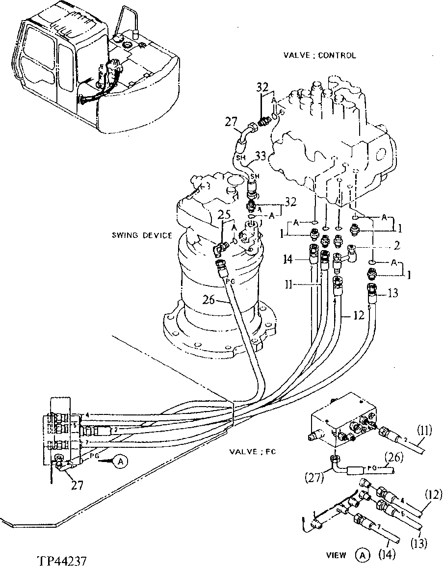 Схема запчастей John Deere 90E - 185 - PILOT PIPINGS 3360 HYDRAULIC SYSTEM