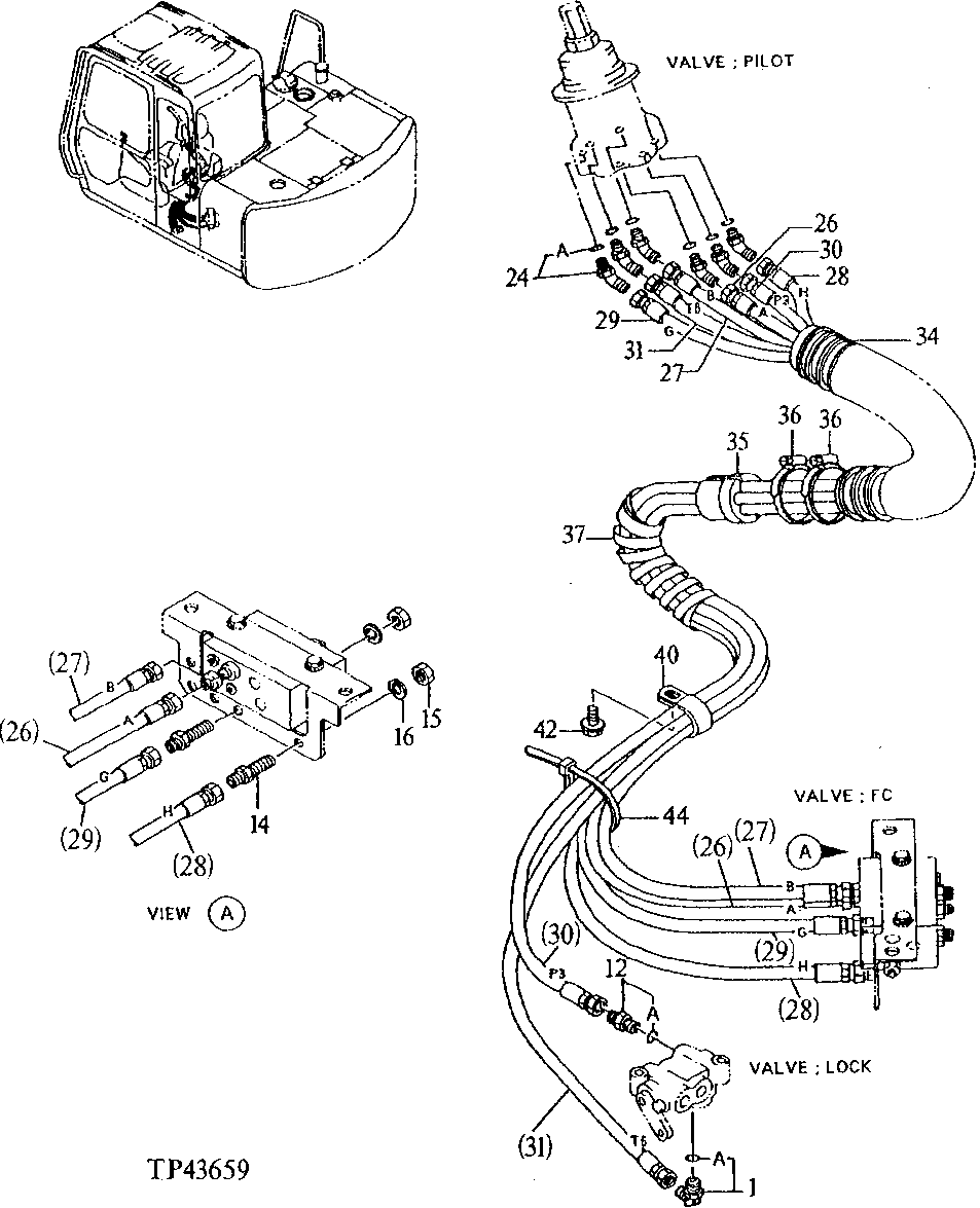 Схема запчастей John Deere 90E - 188 - PILOT PIPINGS 3360 HYDRAULIC SYSTEM