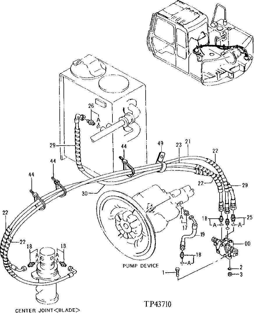 Схема запчастей John Deere 90E - 197 - Blade Pipings (Upperstructure) ( - 010332) 3360 HYDRAULIC SYSTEM