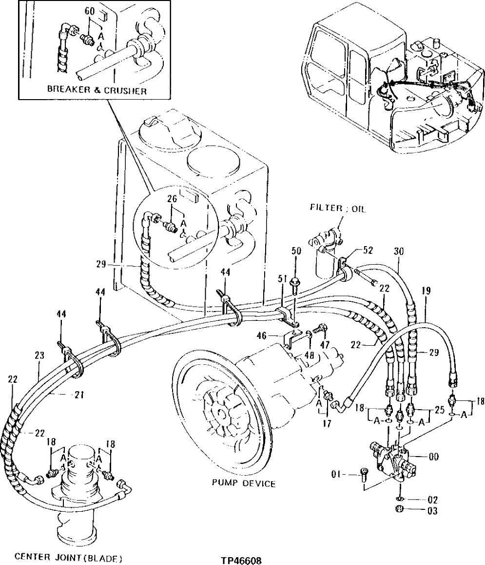 Схема запчастей John Deere 90E - 198 - Blade Pipings (Upperstructure) (010333 - ) 3360 HYDRAULIC SYSTEM