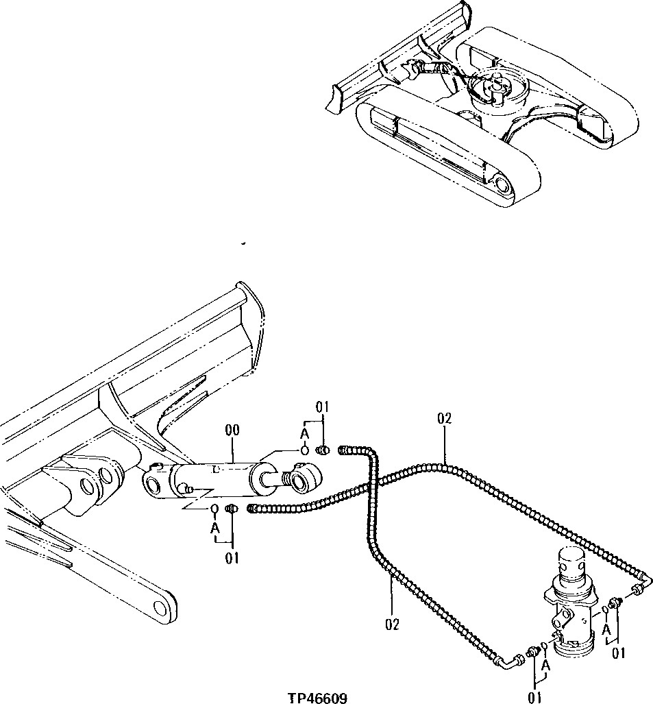 Схема запчастей John Deere 90E - 202 - Blade Pipings (Undercarriage) (010333 - ) 3360 HYDRAULIC SYSTEM