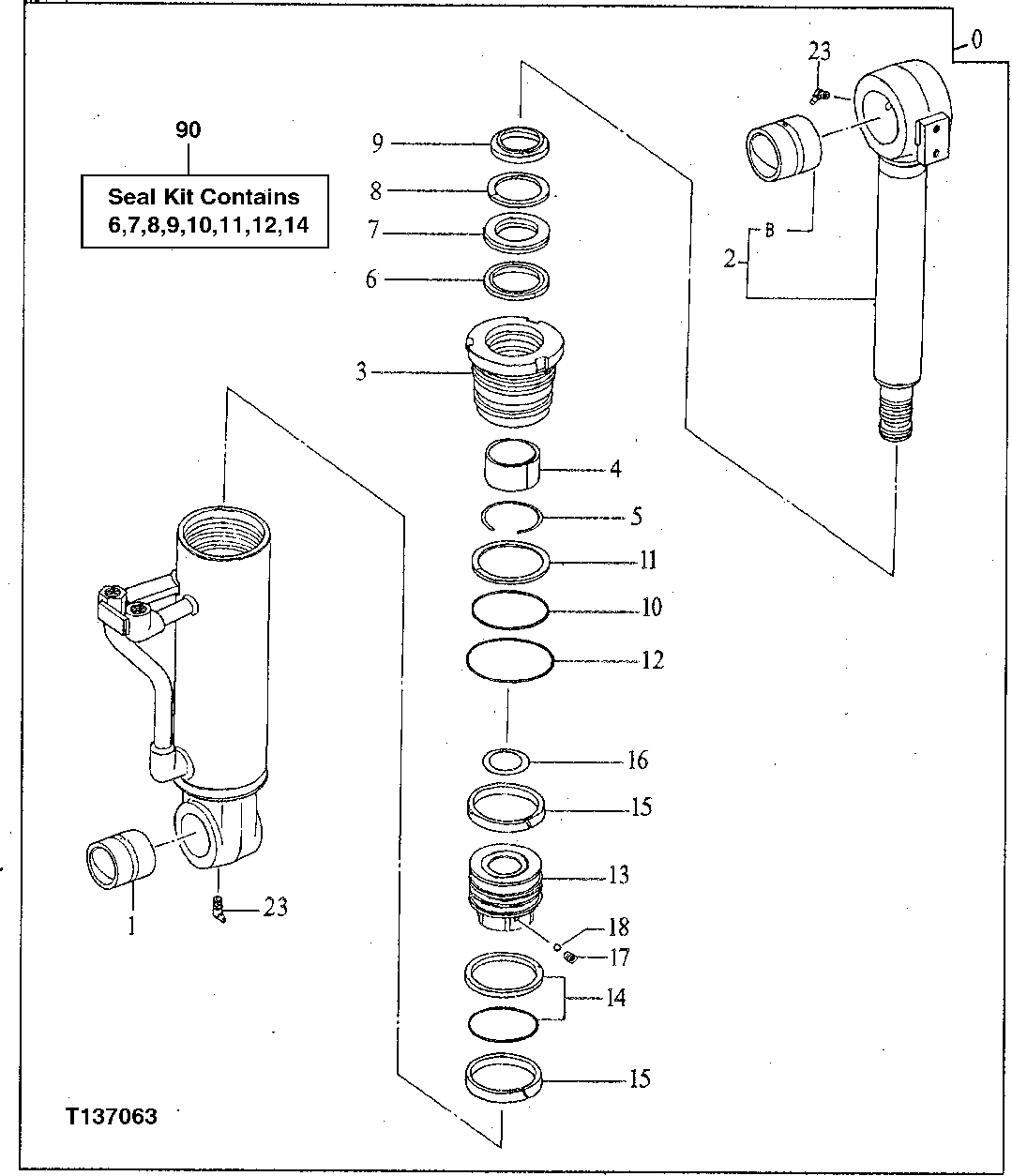 Схема запчастей John Deere 90E - 212 - Blade Cylinder ( - 010332) 3360 HYDRAULIC SYSTEM