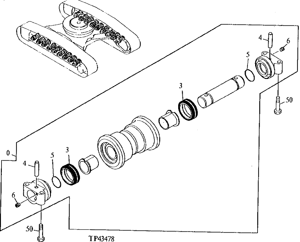 Схема запчастей John Deere 92ELC - 6 - LOWER ROLLER (SERIAL NO. -012434) 0130 Track Systems