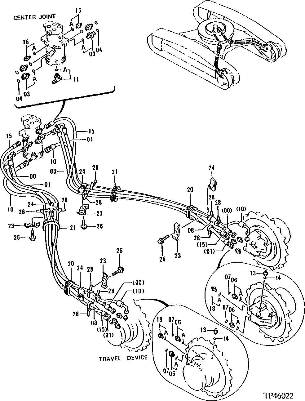 Схема запчастей John Deere 92ELC - 13 - Travel Hoses (011000 - ) 0260 Axles, Diff. & Susp. Sys. Hyd. (Incl. Fwd)