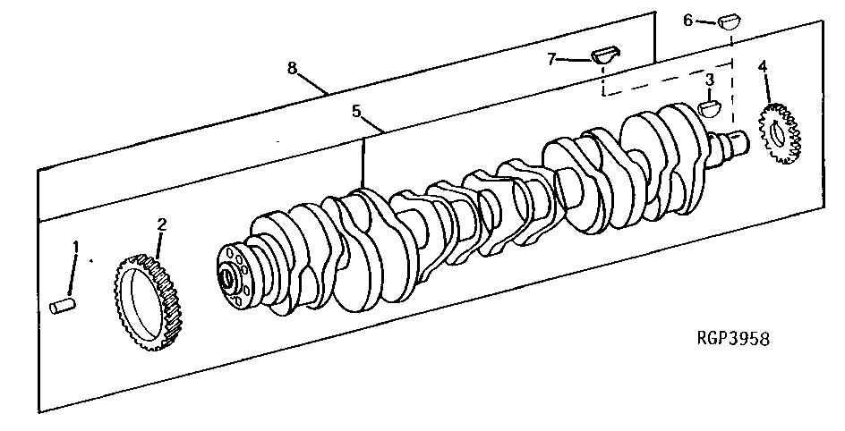 Схема запчастей John Deere 92ELC - 22 - Crankshaft (6076) 0401 Crankshaft And Main Bearing 6076AT030 6076AT030