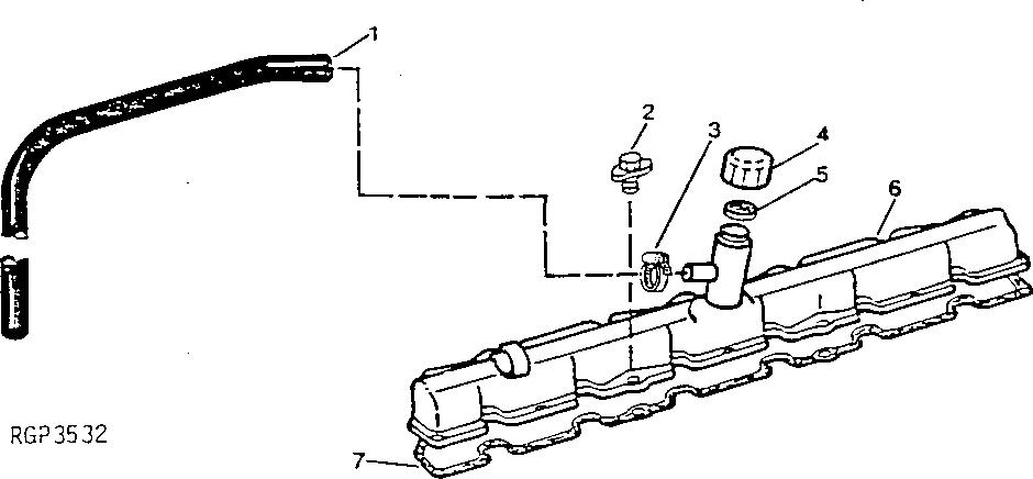 Схема запчастей John Deere 92ELC - 27 - Rocker Arm Cover and Ventilating System 0402 Camshaft And Valve Actuating Means 6076AT030 6076AT030